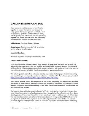 Garden Lesson Plan: Soil
