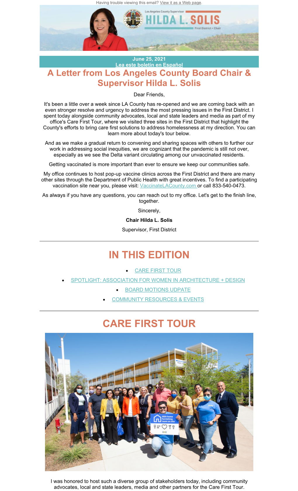 In This Edition Care First Tour