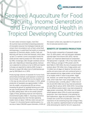 Seaweed Aquaculture for Food Security, Income Generation and Environmental Health