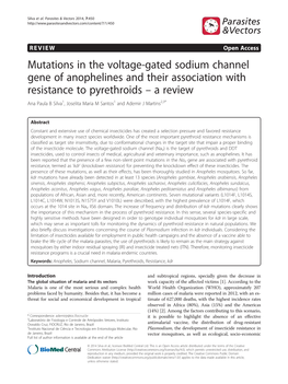 Mutations in the Voltage-Gated Sodium Channel Gene of Anophelines And