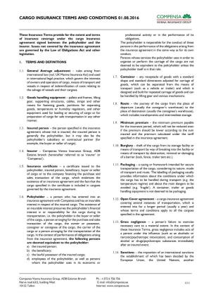 Cargo Insurance Terms and Conditions 01.08.2016