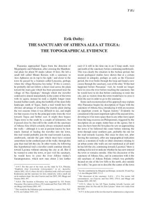 The Sanctuary of Athena Alea at Tegea: the Topographical Evidence