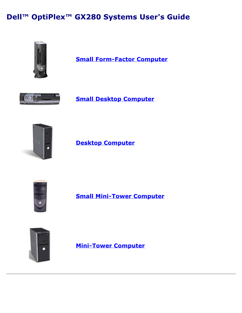 Dell Optiplex GX280 Systems User's Guide