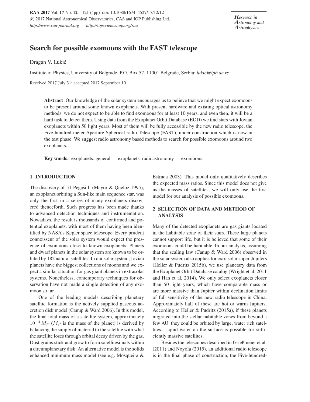 Search for Possible Exomoons with the FAST Telescope