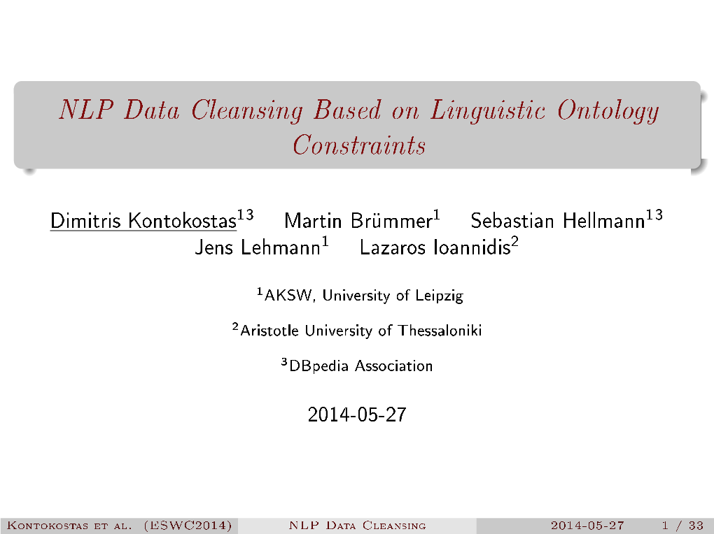 NLP Data Cleansing Based on Linguistic Ontology Constraints