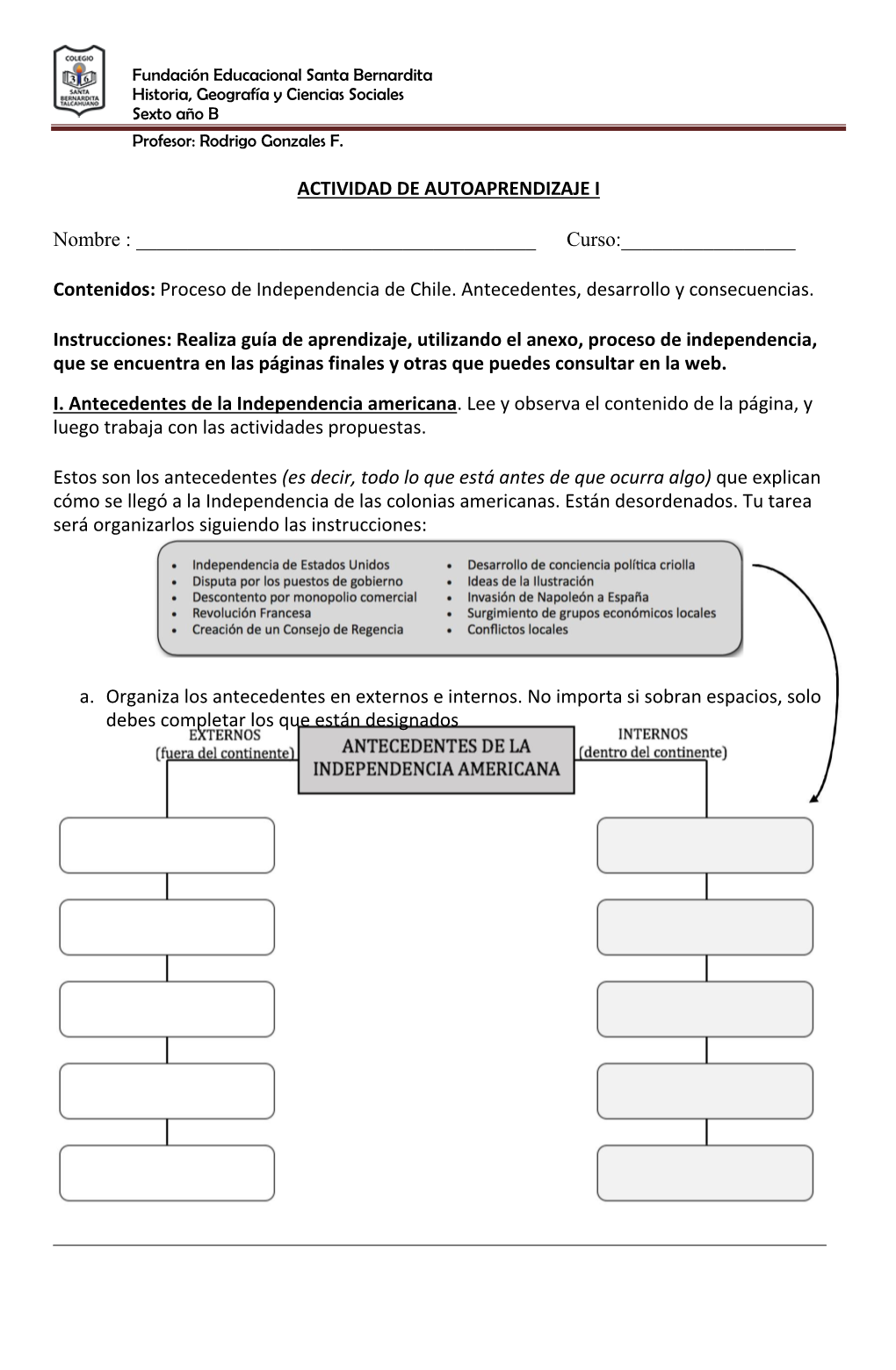 ACTIVIDAD DE AUTOAPRENDIZAJE I Nombre