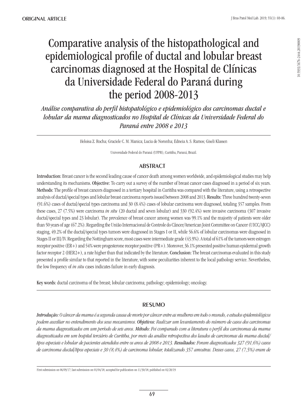 Comparative Analysis of the Histopathological