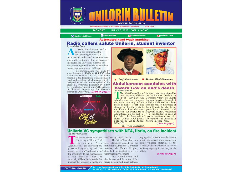 Bulletin July 27, 2020