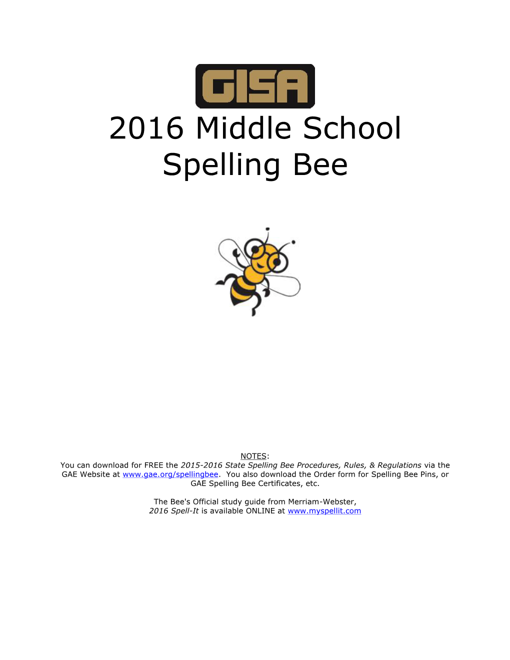 2016 Middle School Spelling Bee