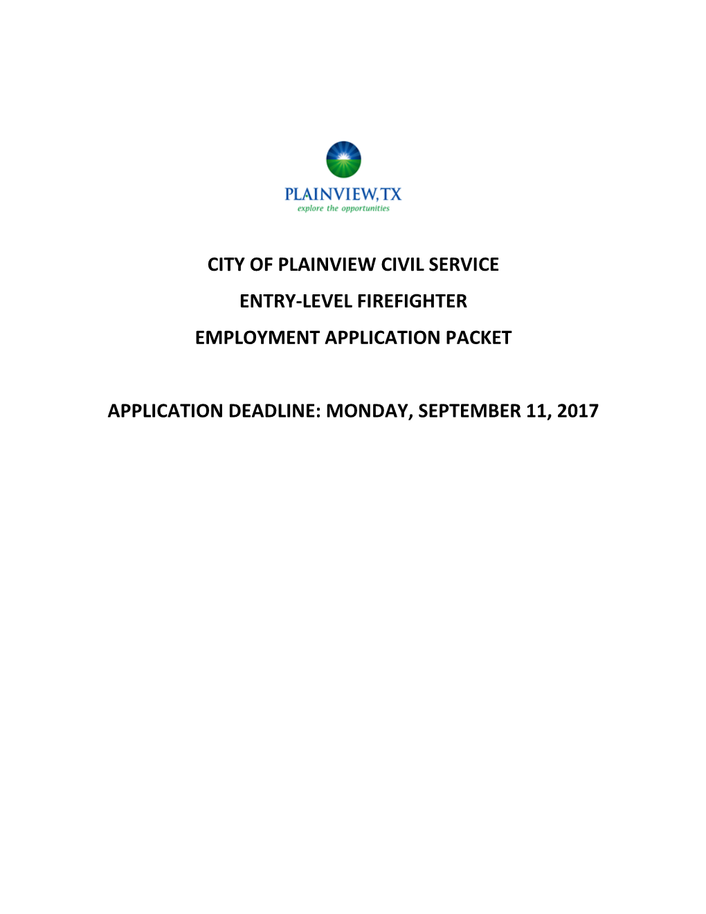 Firefighter Employment Application Packet