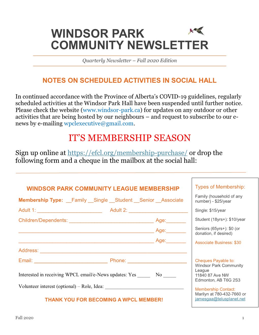 Fall 2020 – WPCL Newsletter