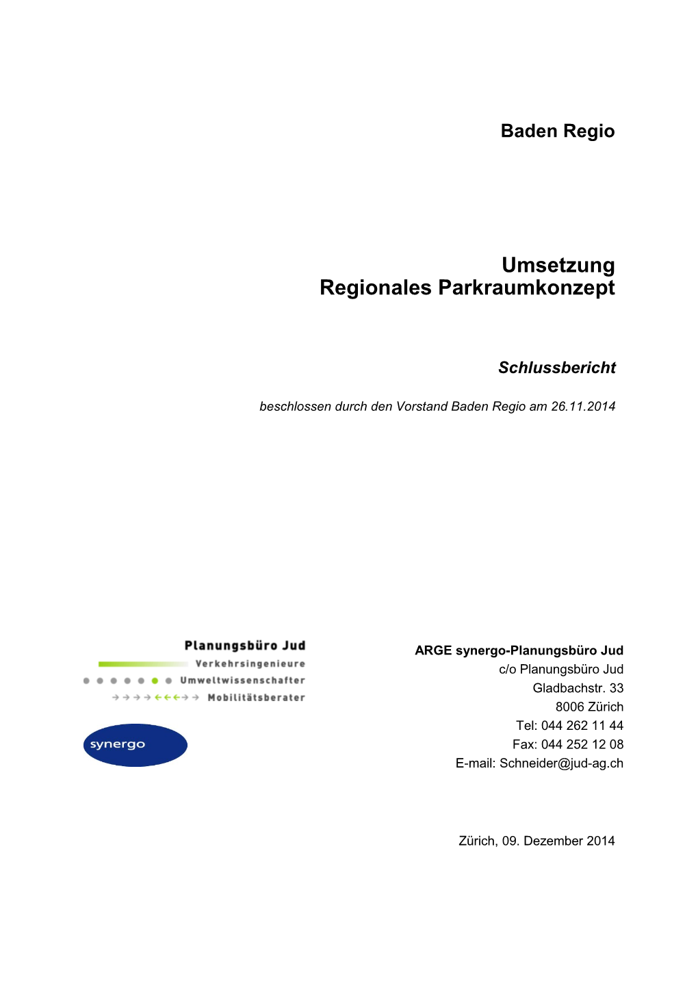 Umsetzung Regionales Parkraumkonzept