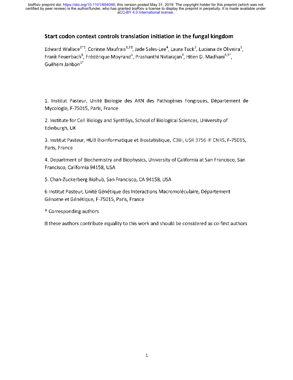 Codon Context Controls Translation Initiation in the Fungal Kingdom