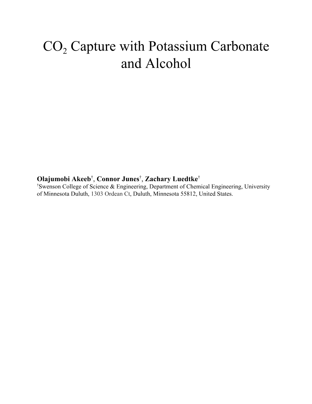 CO​2​ Capture with Potassium Carbonate and Alcohol