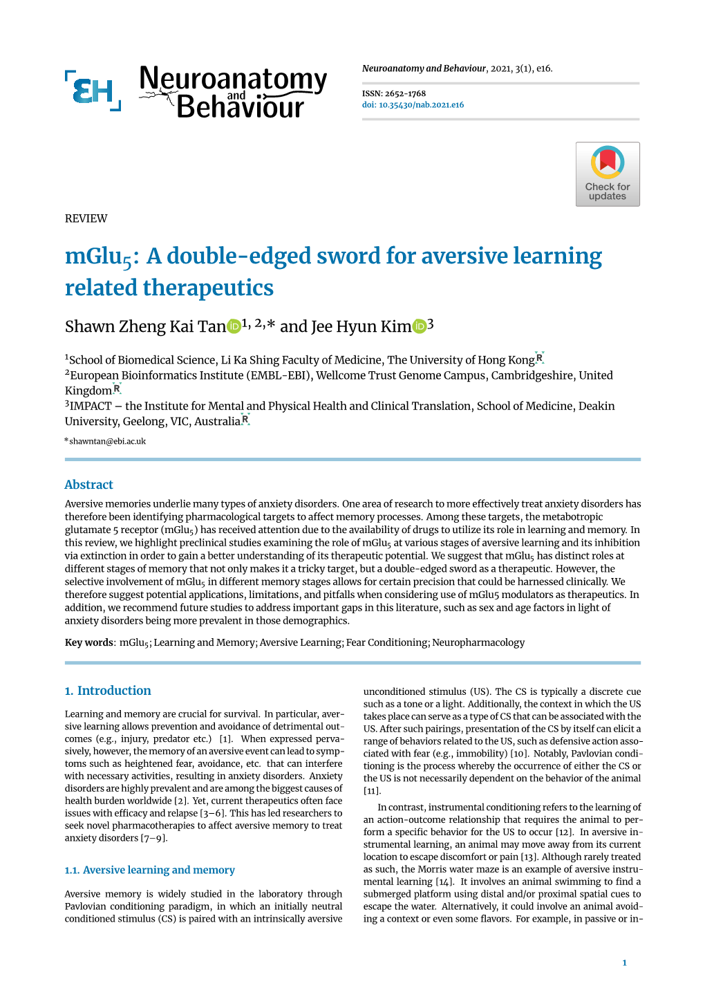 Mglu5: a Double-Edged Sword for Aversive Learning Related Therapeutics
