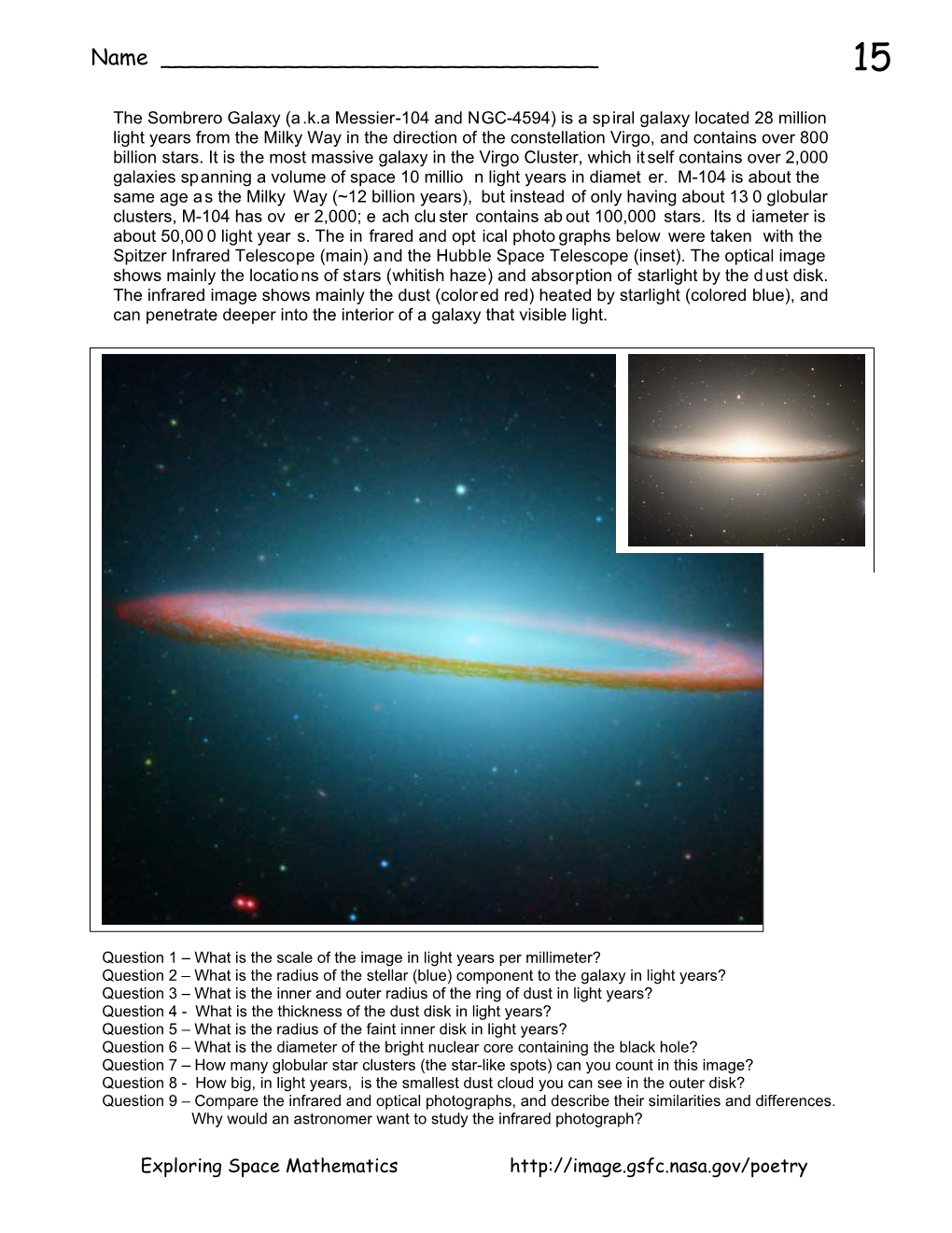 Problem 15, a Galaxy up Close