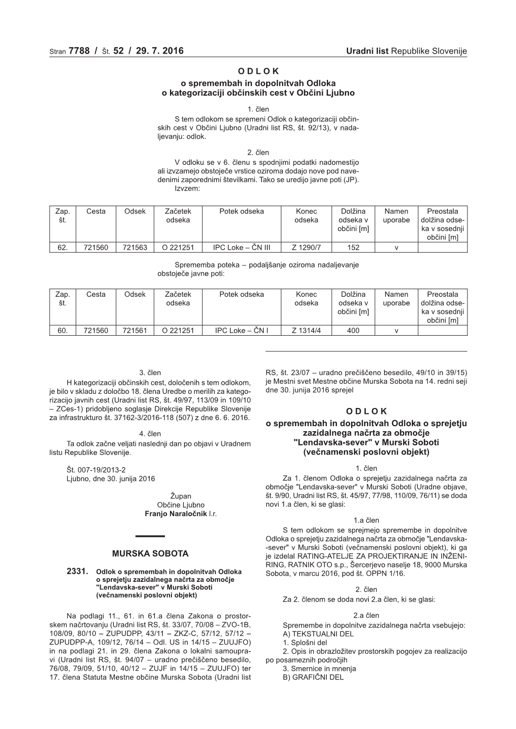 Stran 7788 / Št. 52 / 29. 7. 2016 Uradni List Republike Slovenije