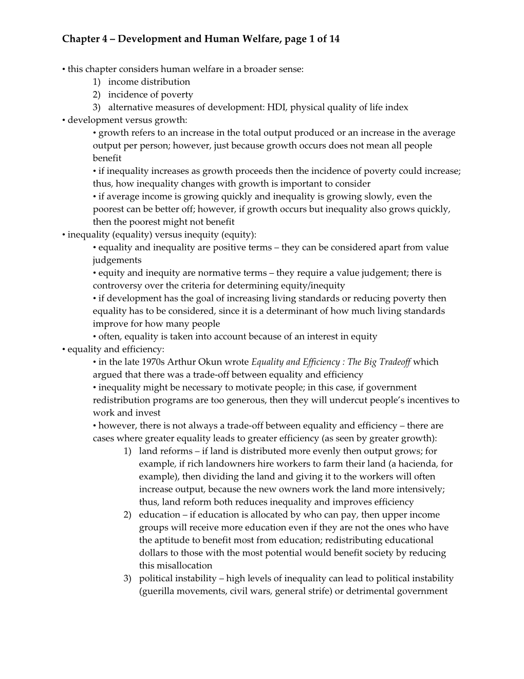 Chapter 4 Development and Human Welfare, Page 1 of 14