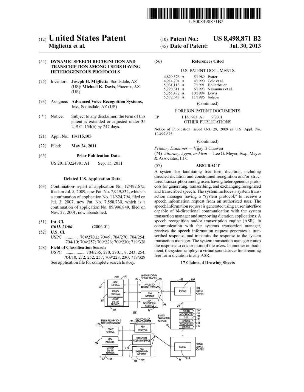 United States Patent (10) Patent N0.: US 8,498,871 B2 Miglietta Et A]