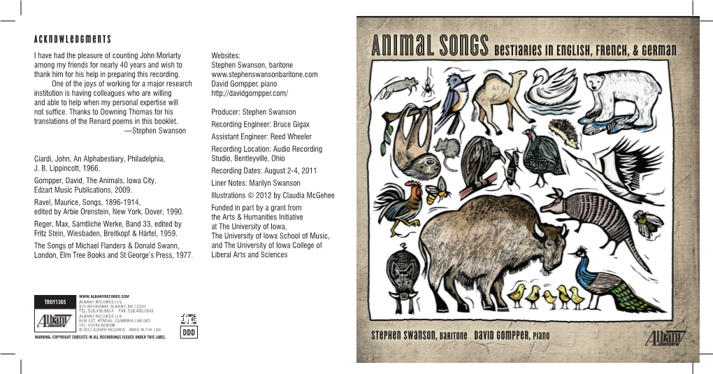 Animal Songsbestiaries in English, French, & German