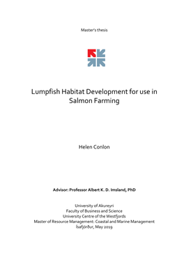 Lumpfish Habitat Development for Use in Salmon Farming