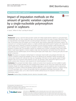 Impact of Imputation Methods on the Amount of Genetic Variation Captured by a Single-Nucleotide Polymorphism Panel in Soybeans A