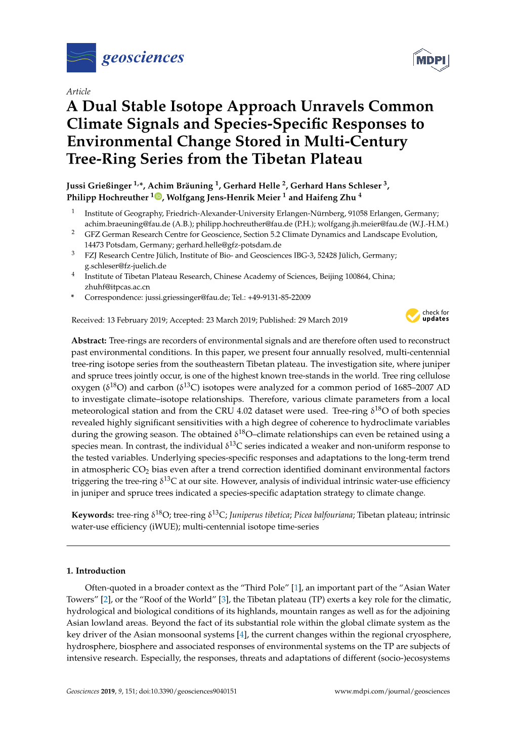 A Dual Stable Isotope Approach Unravels Common Climate Signals