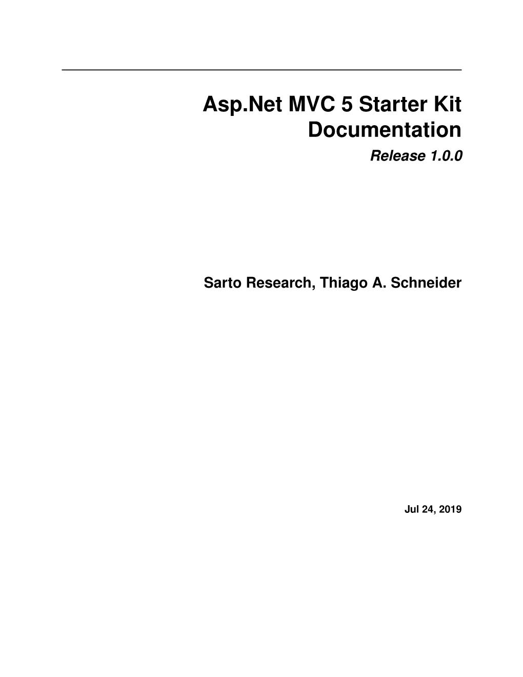 Asp.Net MVC 5 Starter Kit Documentation Release 1.0.0 Sarto