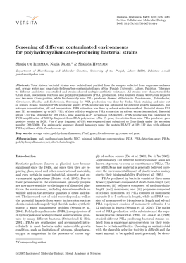 Screening of Different Contaminated Environments For