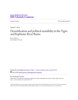 Desertification and Political Onstability in the Tigris and Euphrates River Basins Kanar Hamza James Madison University