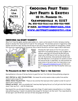 Choosing Fruit Trees the Just Fruits & Exotics FACTS 30 St