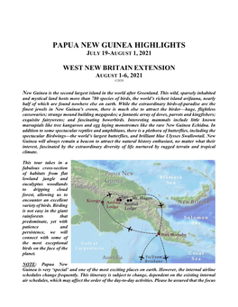 Papua New Guinea Highlights July 19-August 1, 2021