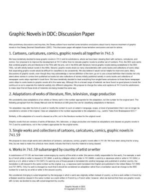 Graphic Novels in DDC: Discussion Paper