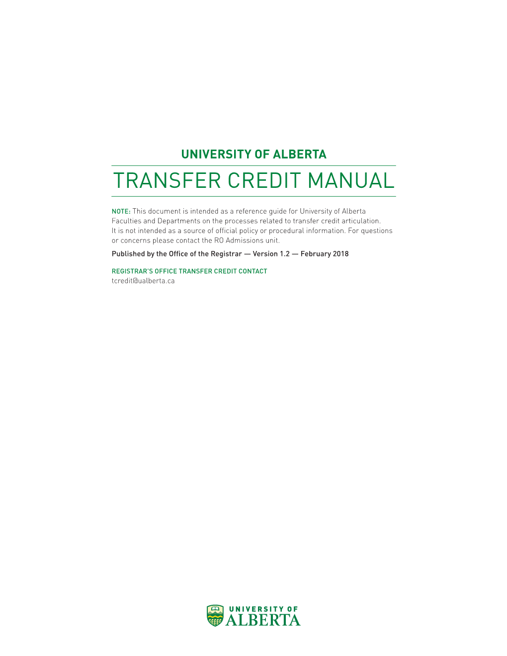 Transfer Credit Manual