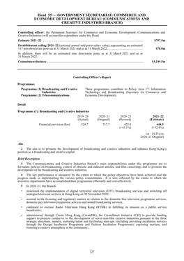 Head 55 — GOVERNMENT SECRETARIAT: COMMERCE and ECONOMIC DEVELOPMENT BUREAU (COMMUNICATIONS and CREATIVE INDUSTRIES BRANCH)