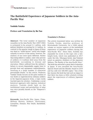 The Battlefield Experience of Japanese Soldiers in the Asia- Pacific War