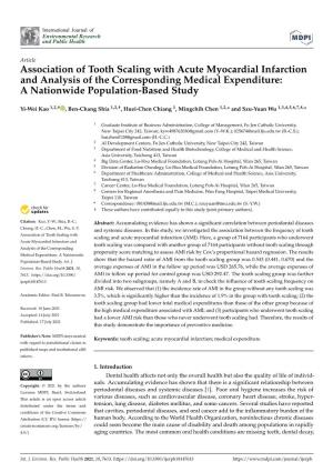 Association of Tooth Scaling with Acute Myocardial Infarction and Analysis of the Corresponding Medical Expenditure: a Nationwide Population-Based Study