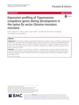 Expression Profiling of Trypanosoma Congolense Genes During Development in the Tsetse Fly Vector Glossina Morsitans Morsitans Erick O