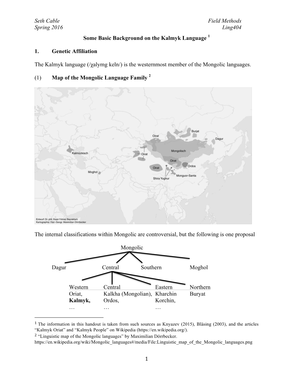 1. the Kalmyk Language