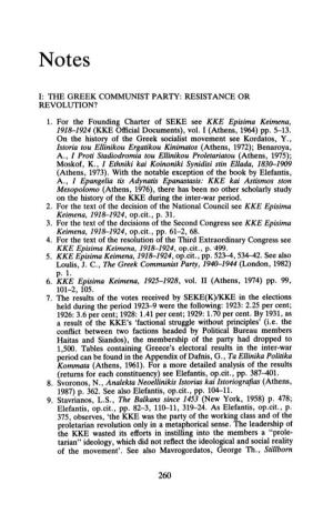 I: the GREEK COMMUNIST PARTY: RESISTANCE OR REVOLUTION? 1. for the Founding Charter of SEKE See KKE Episima Keimena, 1918-1924 (