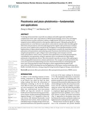 Piezotronics and Piezo-Phototronics—Fundamentals and Applications