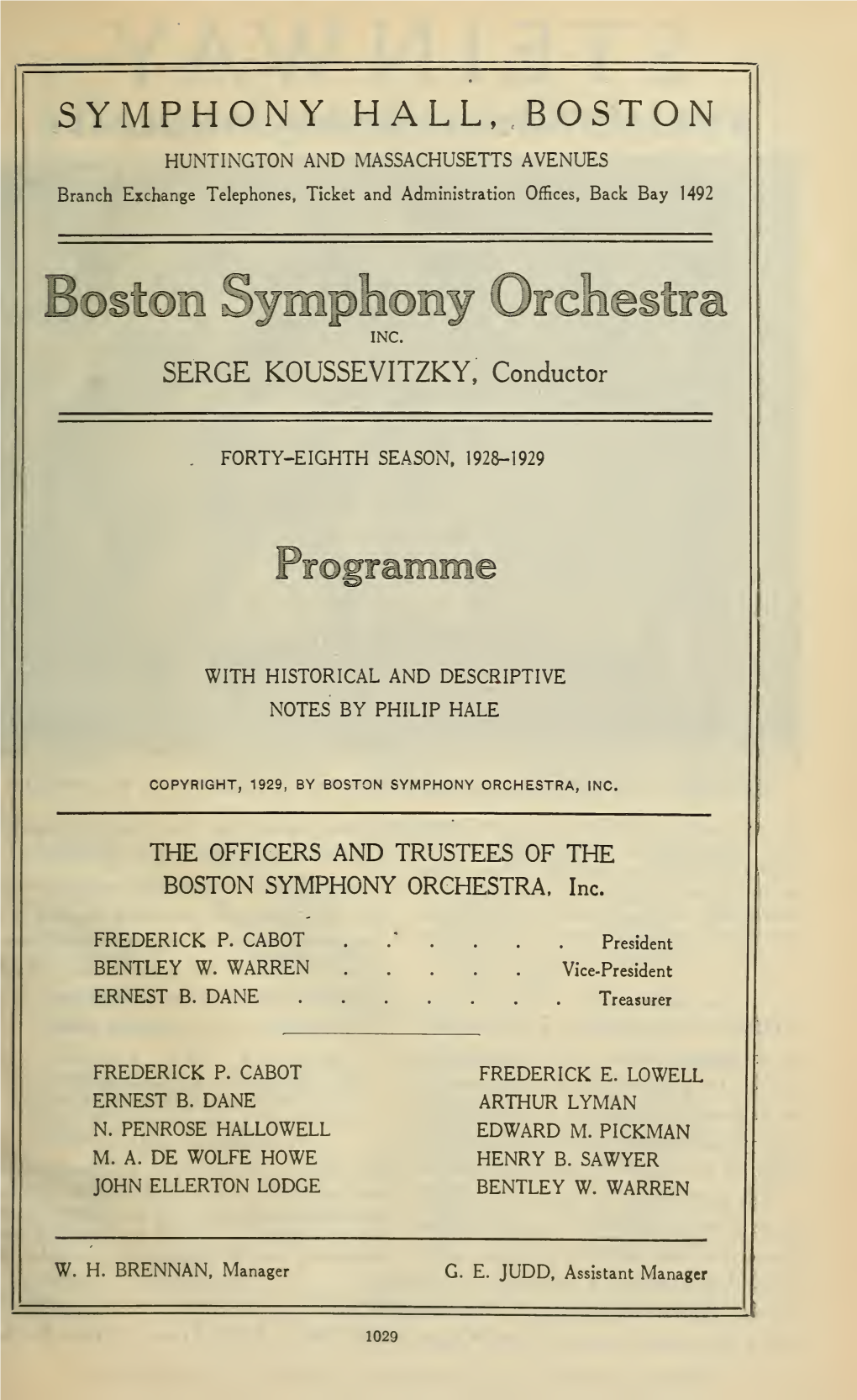 Boston Symphony Orchestra Concert Programs, Season 48,1928-1929