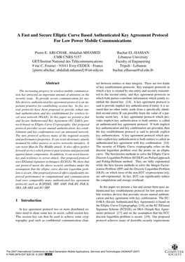 A Fast and Secure Elliptic Curve Based Authenticated Key Agreement Protocol for Low Power Mobile Communications