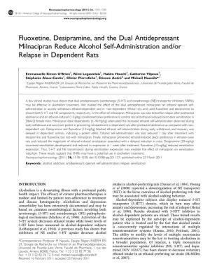Fluoxetine, Desipramine, and the Dual Antidepressant Milnacipran Reduce Alcohol Self-Administration And/Or Relapse in Dependent Rats