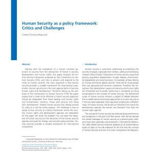 Human Security As a Policy Framework: Critics and Challenges