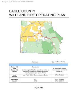 Eagle County Wildland Fire Operating Plan