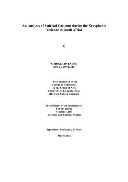 An Analysis of Satirical Cartoons During the Xenophobic Violence in South Africa
