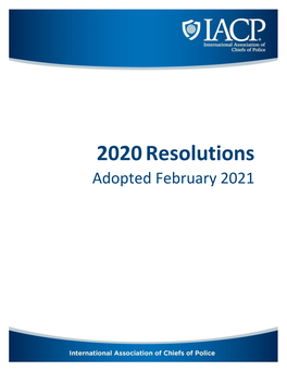 2020 Resolutions Adopted February 2021