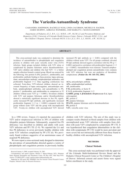 The Varicella-Autoantibody Syndrome