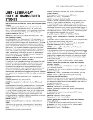 LGBT - Lesbian Gay Bisexual Transgender Studies 1
